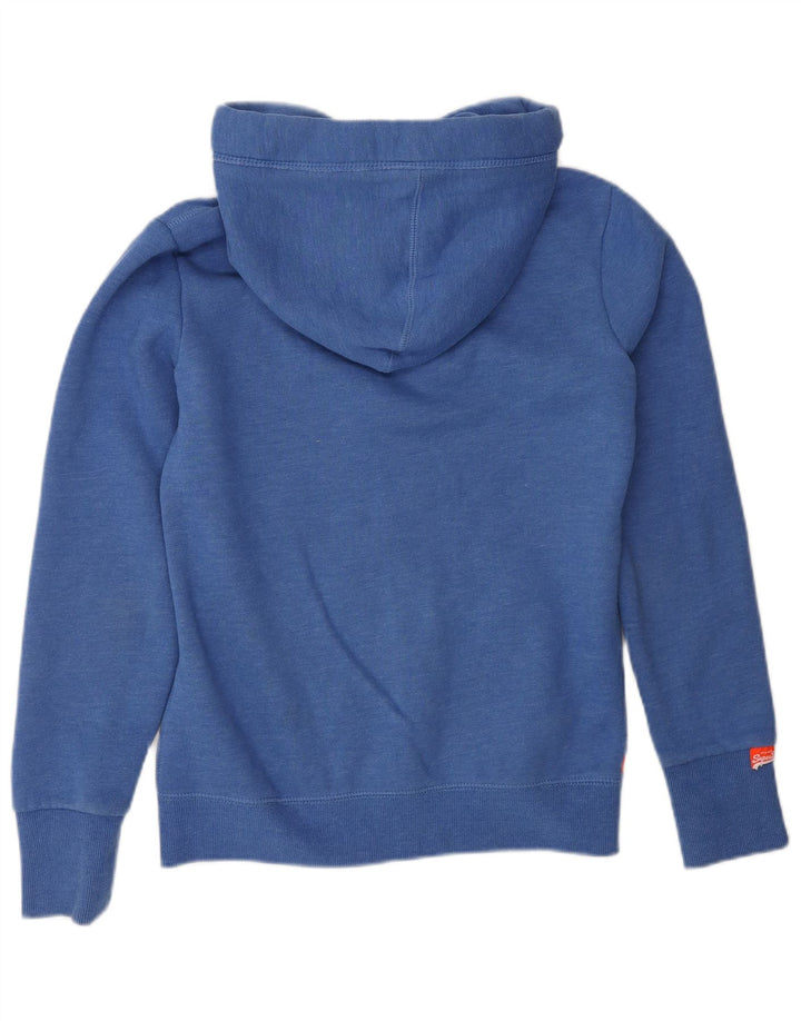 Maglione con cappuccio e zip da donna SUPERDRY UK 10 piccolo cotone blu
