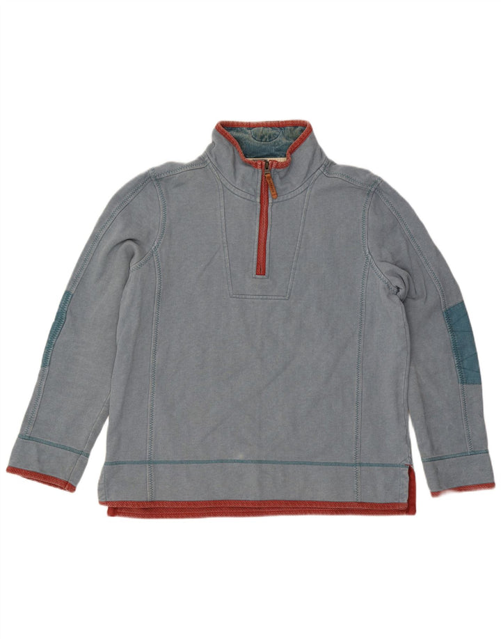 Felpa da uomo con collo con zip Fat Face, maglione grande, cotone blu