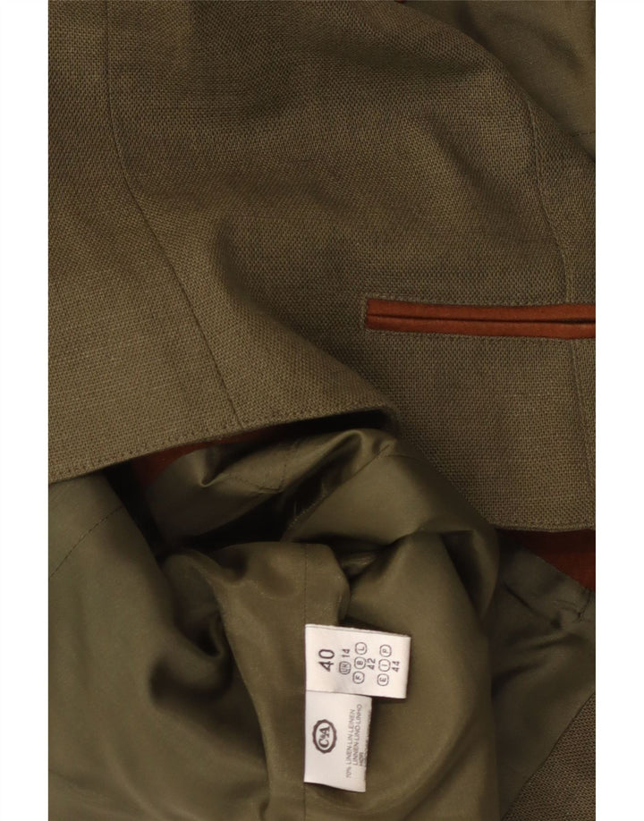 Gilet da donna C&A UK 14 Lino floreale kaki medio