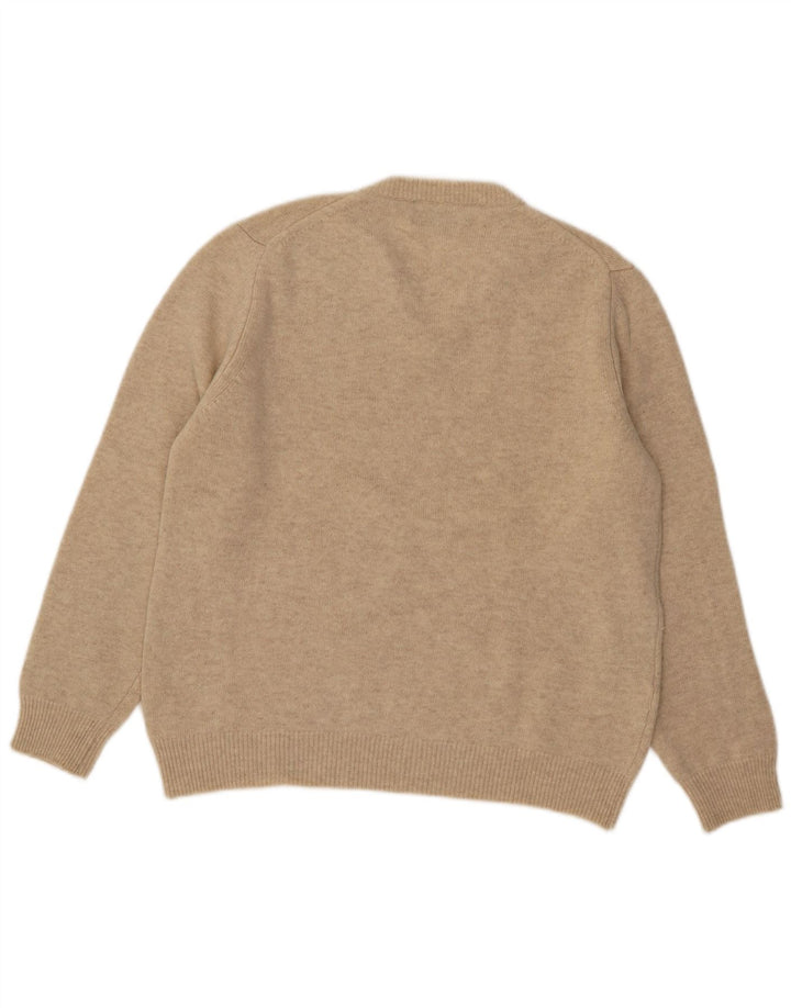 Maglione da uomo con scollo a V Henry Cottons in lana beige medio