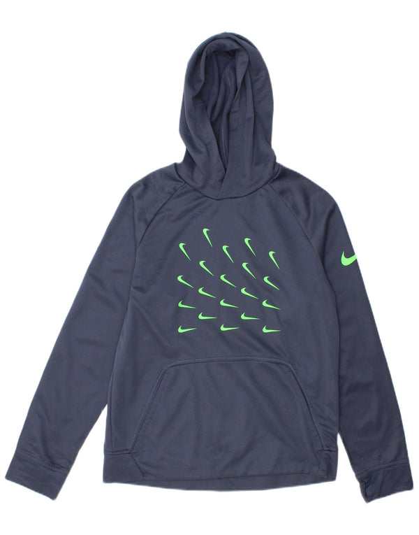 Felpa con cappuccio grafico Nike Therma-Fit da ragazzo, 12-13 anni, grande, blu navy