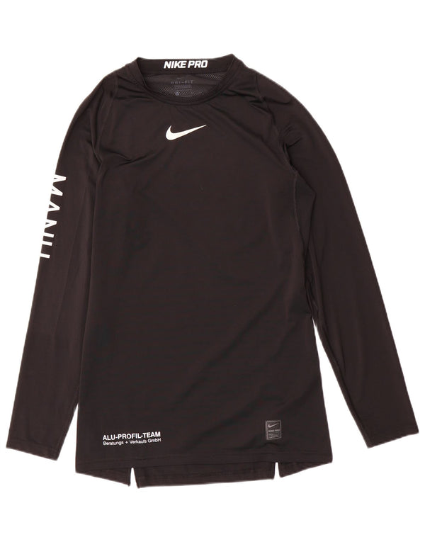 Top Nike Dri Fit Graphic da uomo a maniche lunghe, grande, in poliestere nero