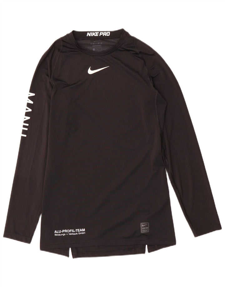 Top Nike Dri Fit Graphic da uomo a maniche lunghe, grande, in poliestere nero