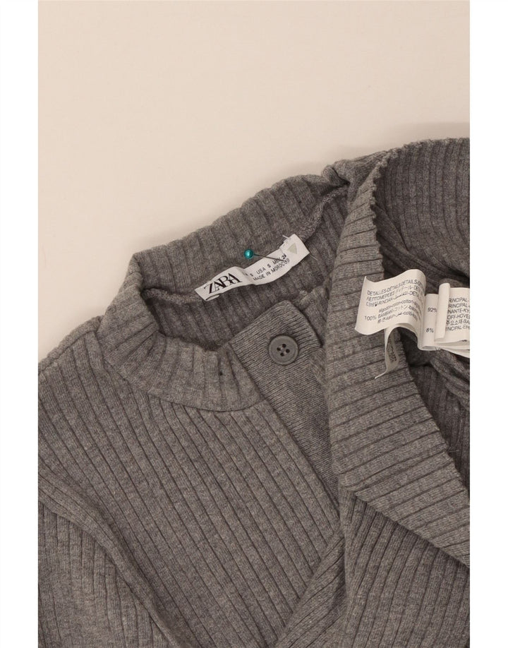 Maglione Zara da donna con collo a bottoni, UK 8 piccolo, cotone grigio