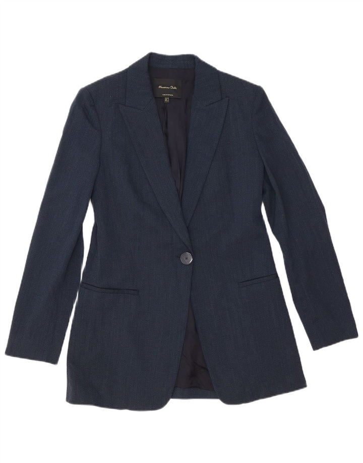 Giacca blazer da donna a 1 bottone Massimo Dutti EU 36 XS viscosa blu navy