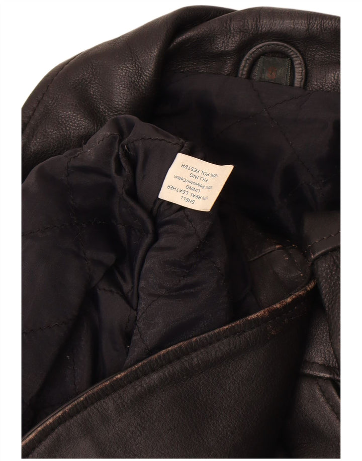 Giacca da motociclista in pelle da uomo vintage UK 36 piccola pelle nera