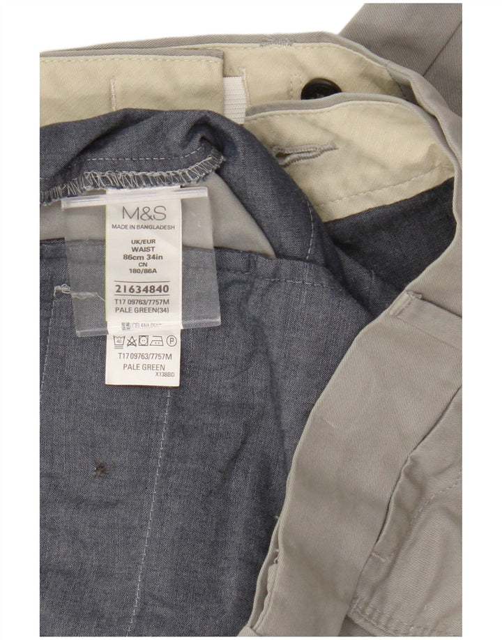 Pantaloncini chino da uomo Marks & Spencer W34 grandi in cotone grigio