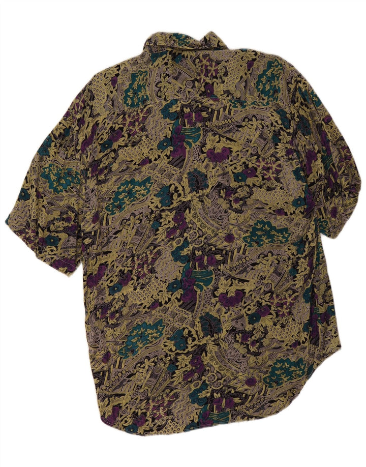 Camicia vintage da uomo a maniche corte in viscosa floreale multicolore media