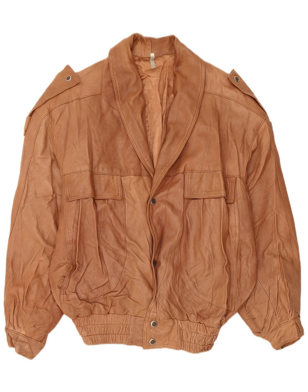 Giacca in pelle militare da uomo VINTAGE UK 44 2XL Pelle marrone