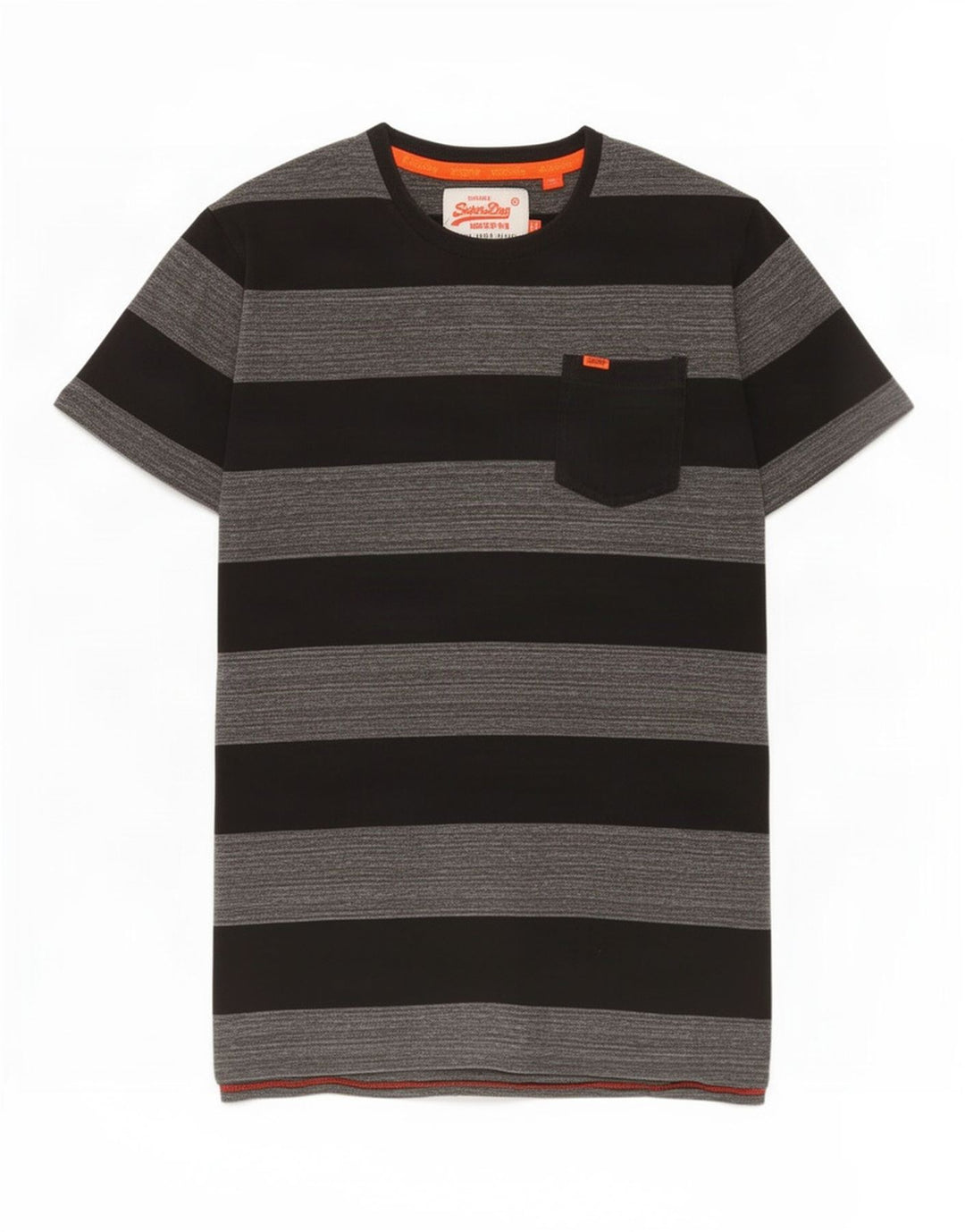 T-shirt da uomo Superdry Top in cotone a righe grigio medio
