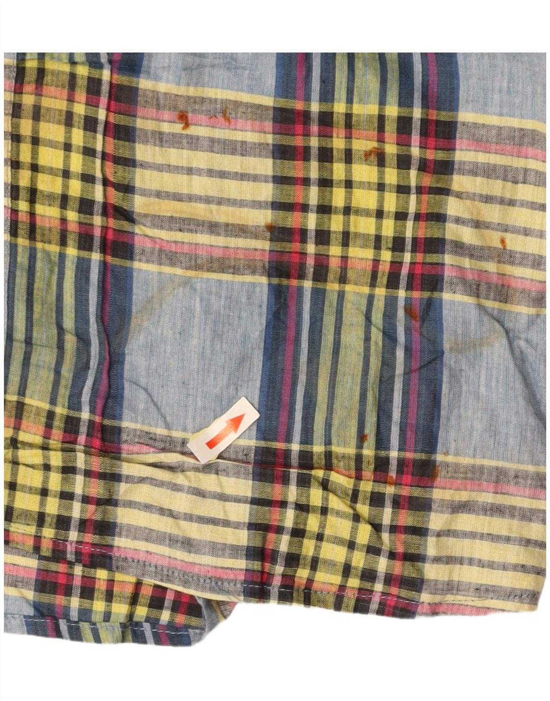 BASIC Camicia a maniche corte da uomo in cotone a quadri multicolore medio