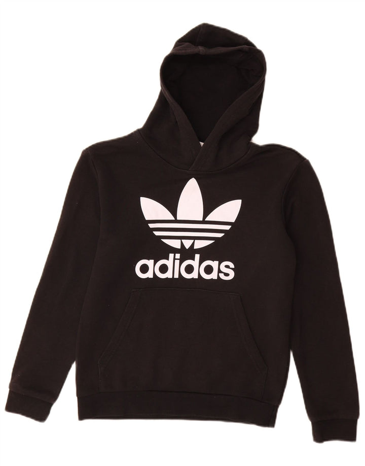 Felpa con cappuccio grafica ADIDAS per ragazzi 11-12 anni in cotone nero