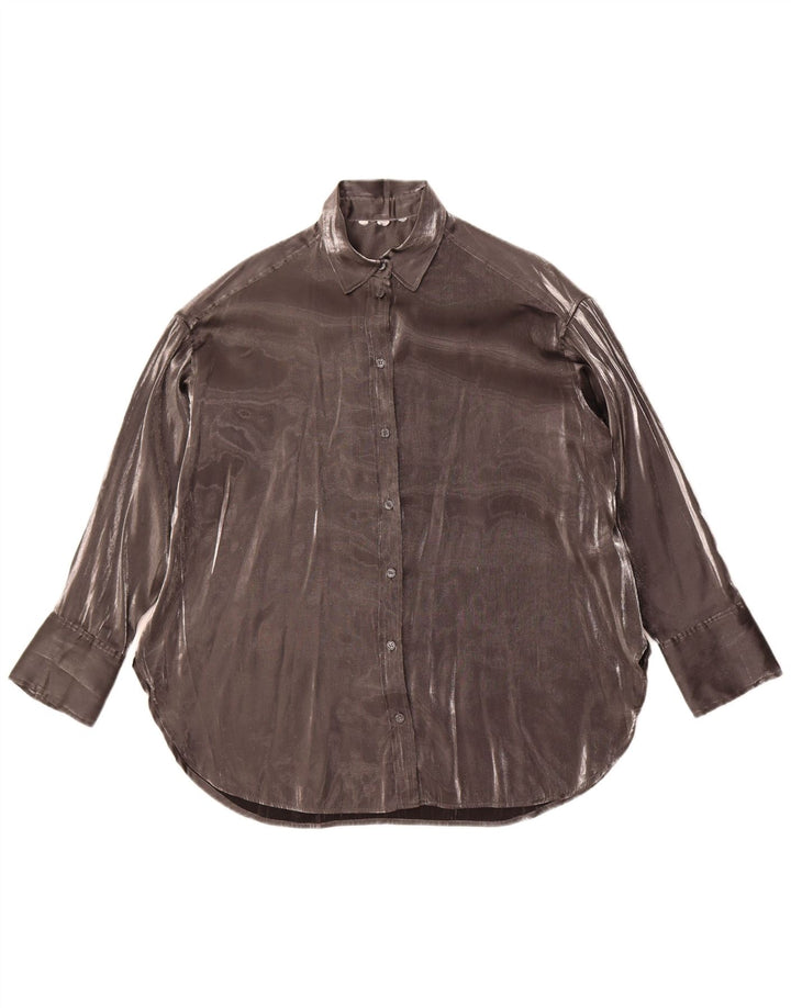 Camicetta camicia vintage da donna UK 18 XL Grigia