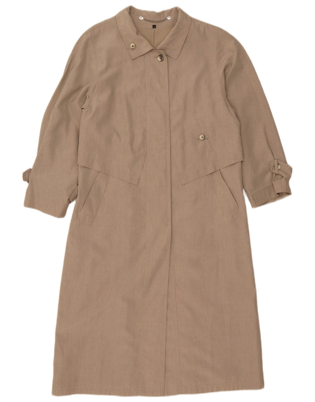 Trench vintage da donna con maniche a 3/4 UK 17 grande poliestere beige
