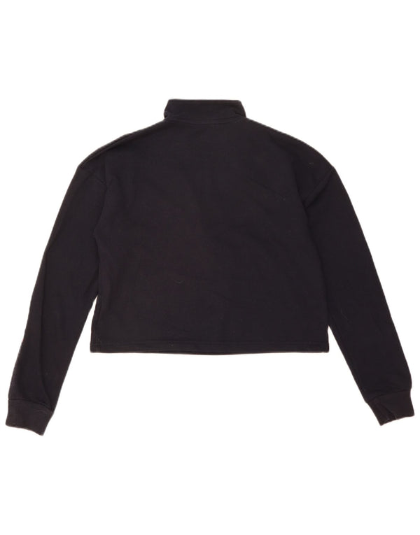 Tommy Hilfiger Donna Crop Zip Neck Felpa Maglione UK 10 Small Blu Navy