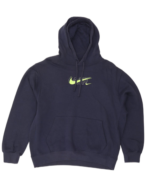 Felpa con cappuccio grafica da uomo Nike Large in cotone blu navy
