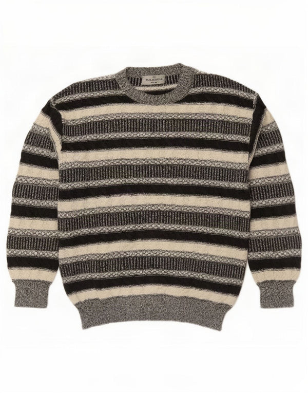 Malagrida Mens Crew Neck Jumper Sweater Large Multicoloured Striped Cotton