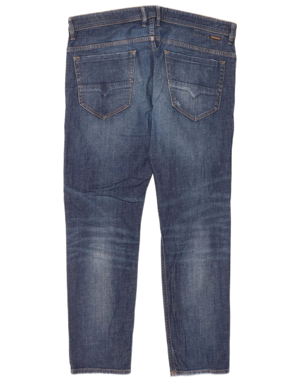 Jeans skinny slim da uomo Diesel Thommer effetto consumato W36 L32 cotone blu