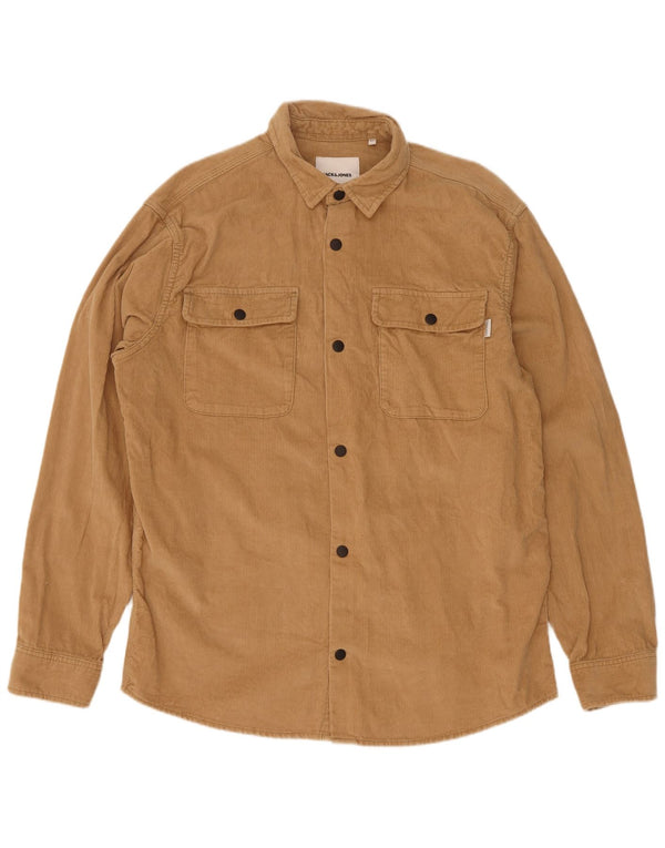 Camicia da uomo in velluto a coste Jack & Jones XL in cotone beige
