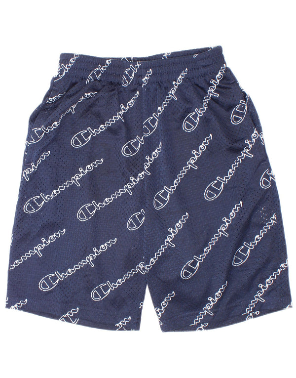 Pantaloncini sportivi grafici Champion da ragazzo 9-10 anni medio poliestere blu navy