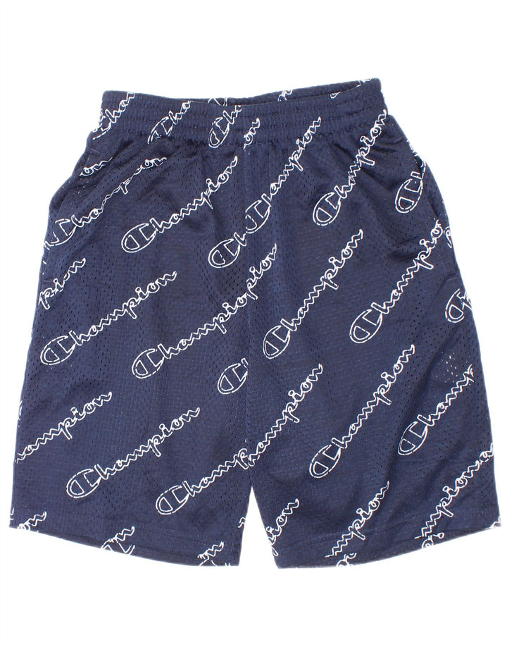 Pantaloncini sportivi grafici Champion da ragazzo 9-10 anni medio poliestere blu navy