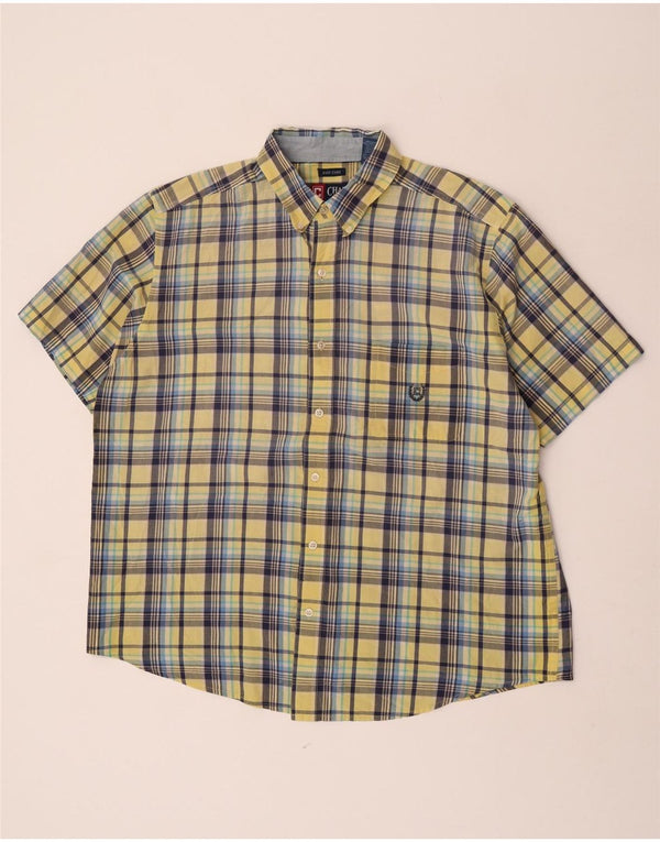 Camicia a maniche corte da uomo Chaps XL in cotone a quadri gialli