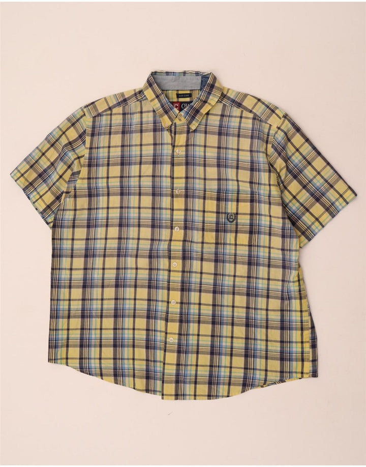 Camicia a maniche corte da uomo Chaps XL in cotone a quadri gialli