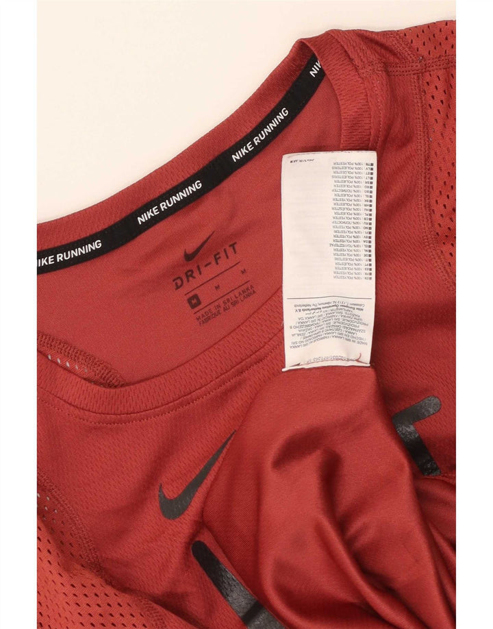 T-shirt grafica da running Nike Dri Fit da donna, taglia UK 12, poliestere rosso medio