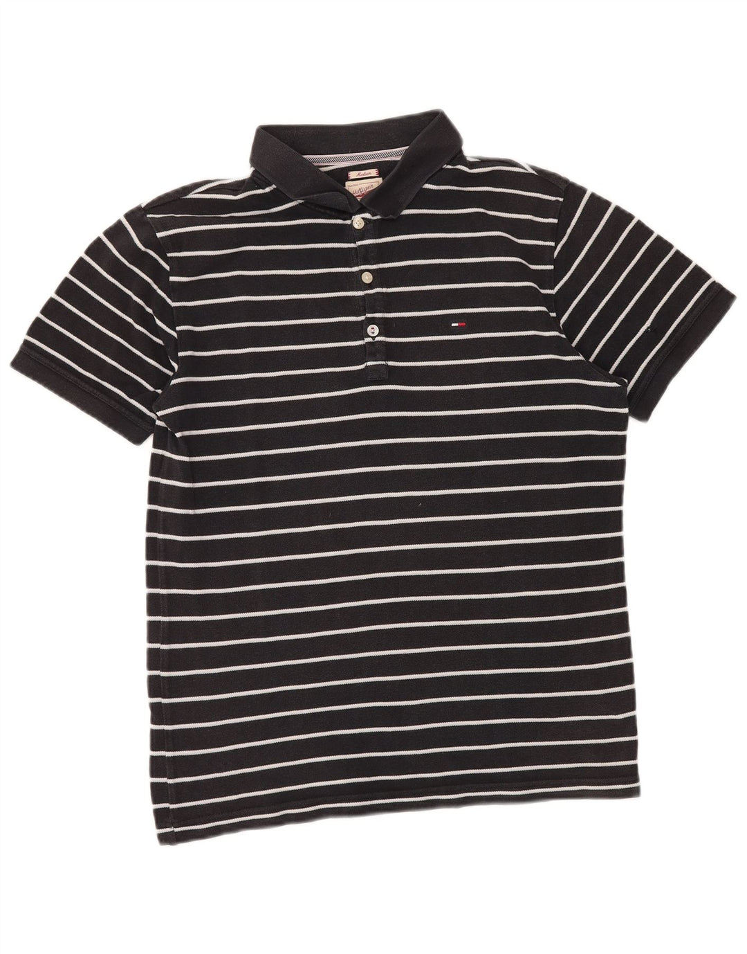TOMMY HILFIGER Polo da uomo in cotone a righe nere medie