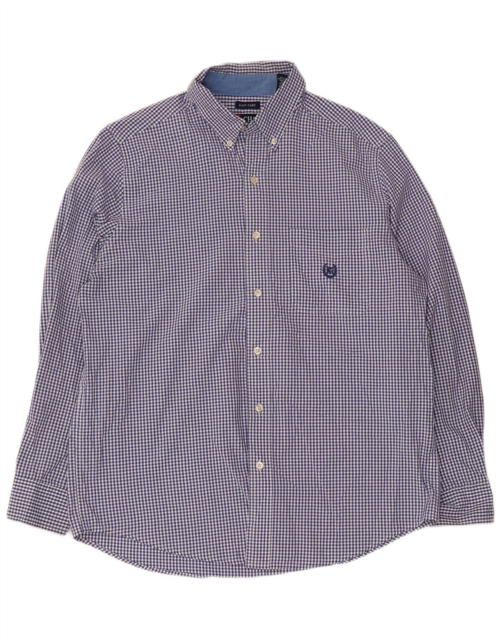 Chaps Camicia da uomo in cotone a quadretti medio blu navy