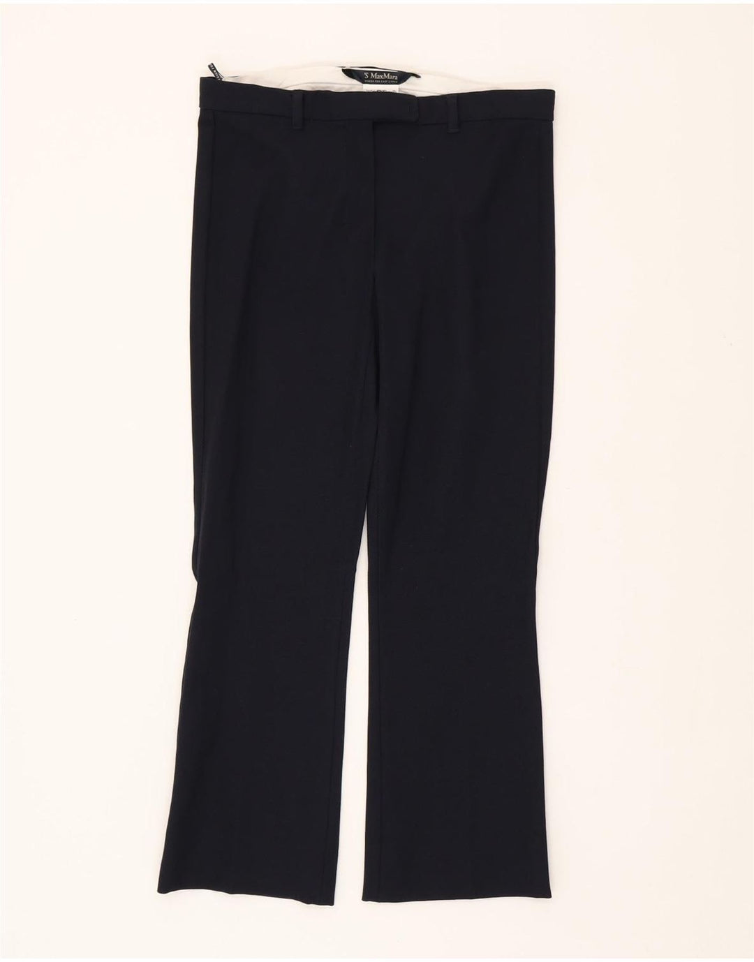 Pantaloni da abito bootcut da donna MAX MARA UK 4 XS W26 L25 cotone blu navy