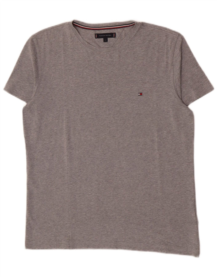 T-shirt da uomo Tommy Hilfiger Top grande in cotone grigio