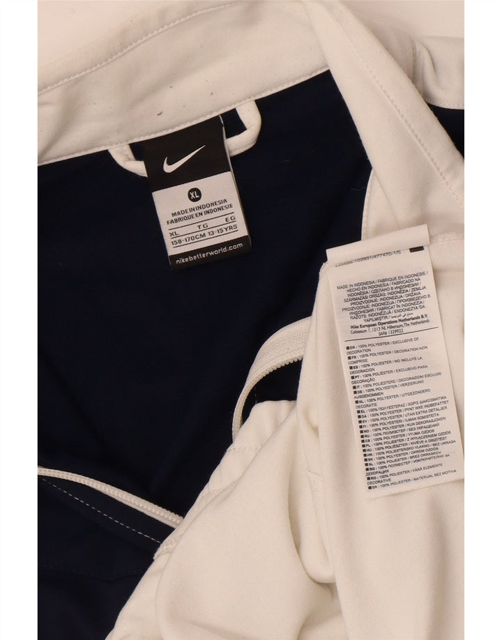 Giacca superiore della tuta da ragazzo Nike 13-14 anni XL Poliestere color block bianco