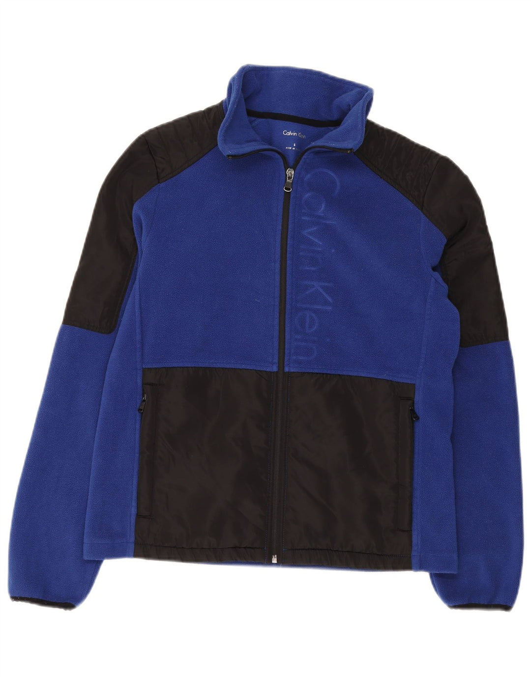 Giacca in pile grafica da donna Calvin Klein UK 10 Small Blue Colourblock