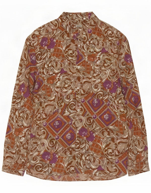 Vintage Mens Shirt XL Brown Floral