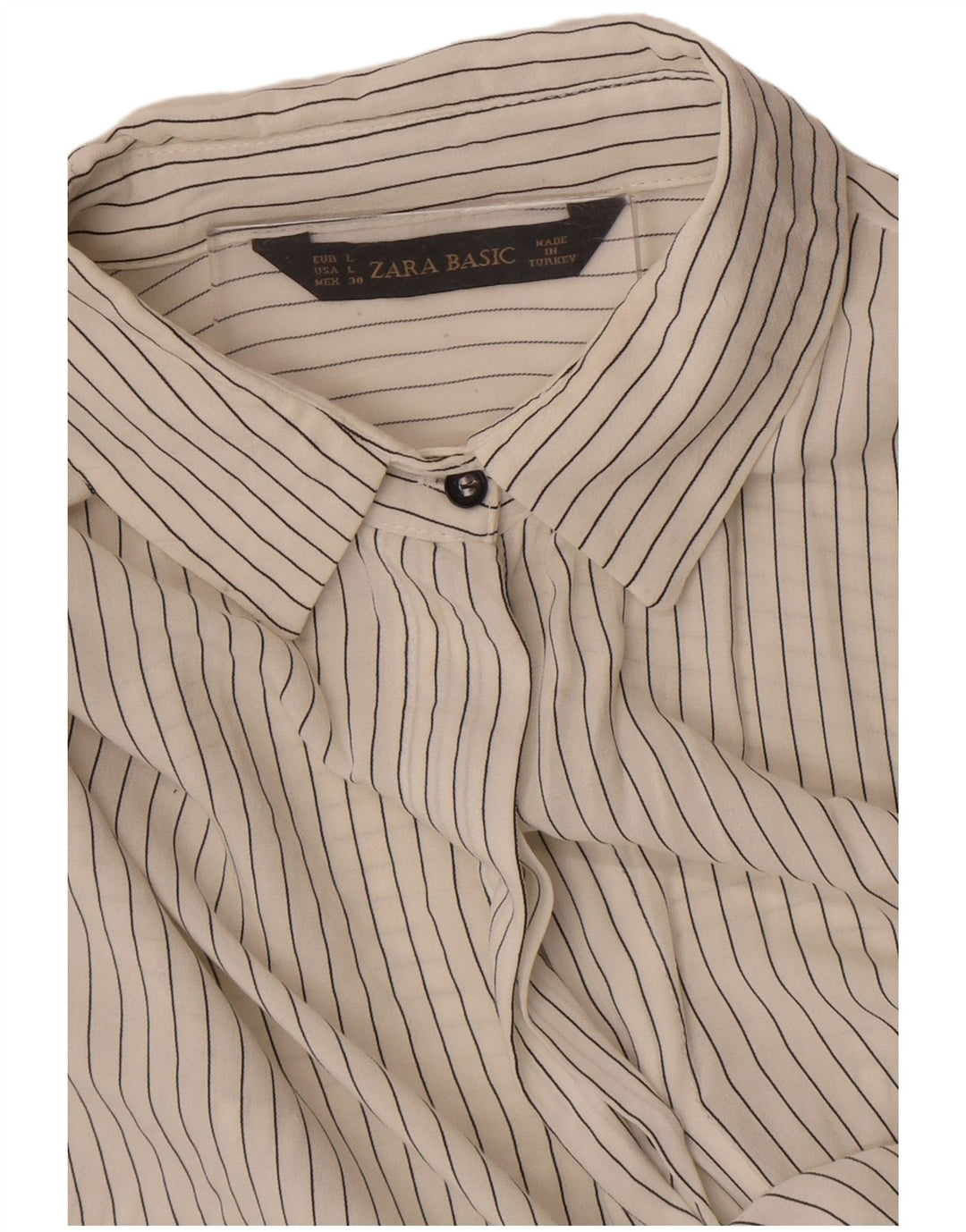 Maglia pullover trasparente da donna Zara UK 16 a righe grandi bianco sporco