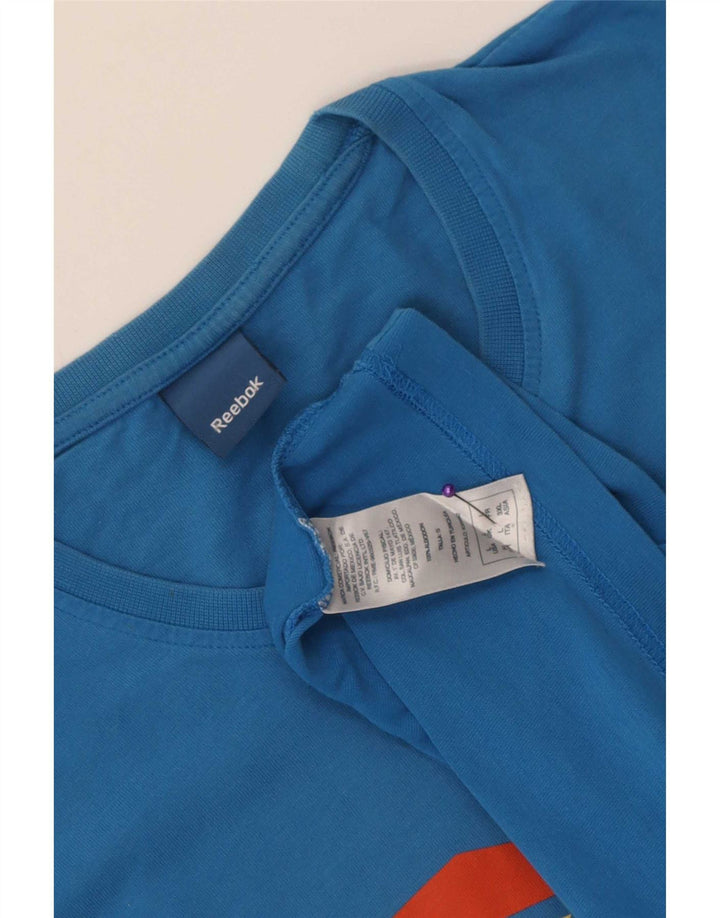 T-shirt grafica da uomo Reebok Top grande in cotone blu