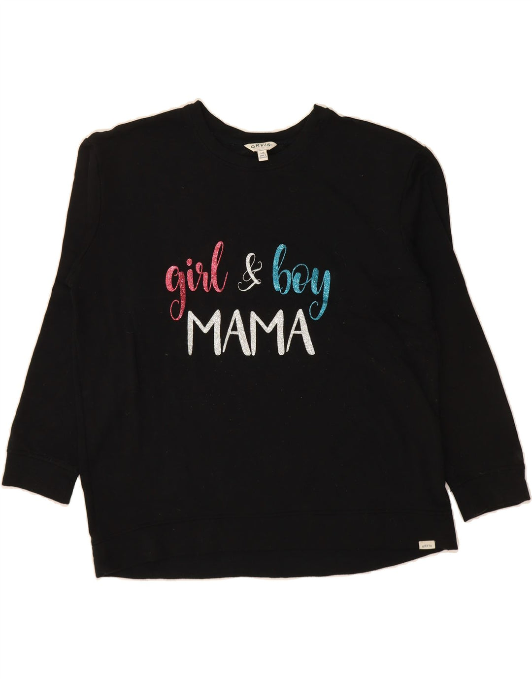 ORVIS Womens Oversized Graphic Sweatshirt Jumper UK 16 Large Black Modal Vintage Orvis and Second-Hand Orvis from Messina Hembry 