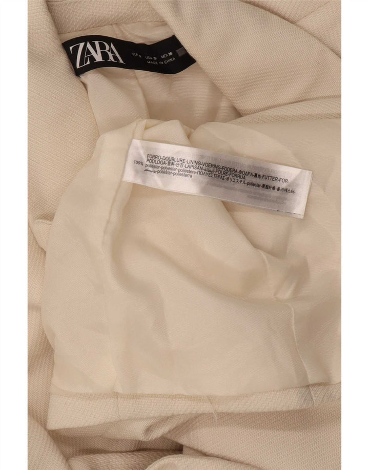 Giacca blazer doppiopetto da donna Zara UK 10 piccola in poliestere bianco sporco