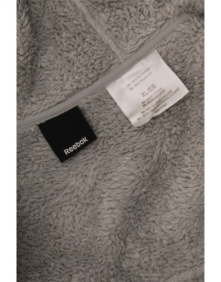Giacca in pile con cappuccio Reebok da uomo UK 42 XL poliestere grigio