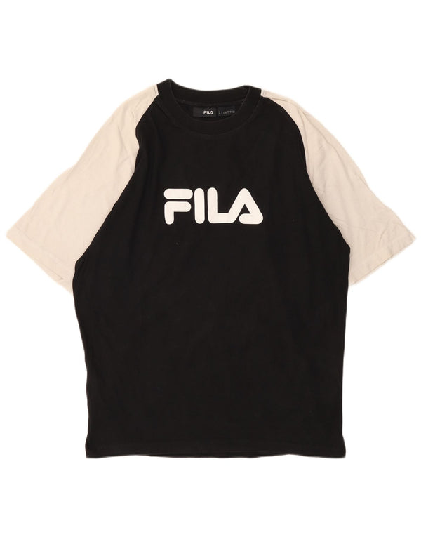 Fila Mens Graphic T-Shirt Top Large Black Colourblock Cotton