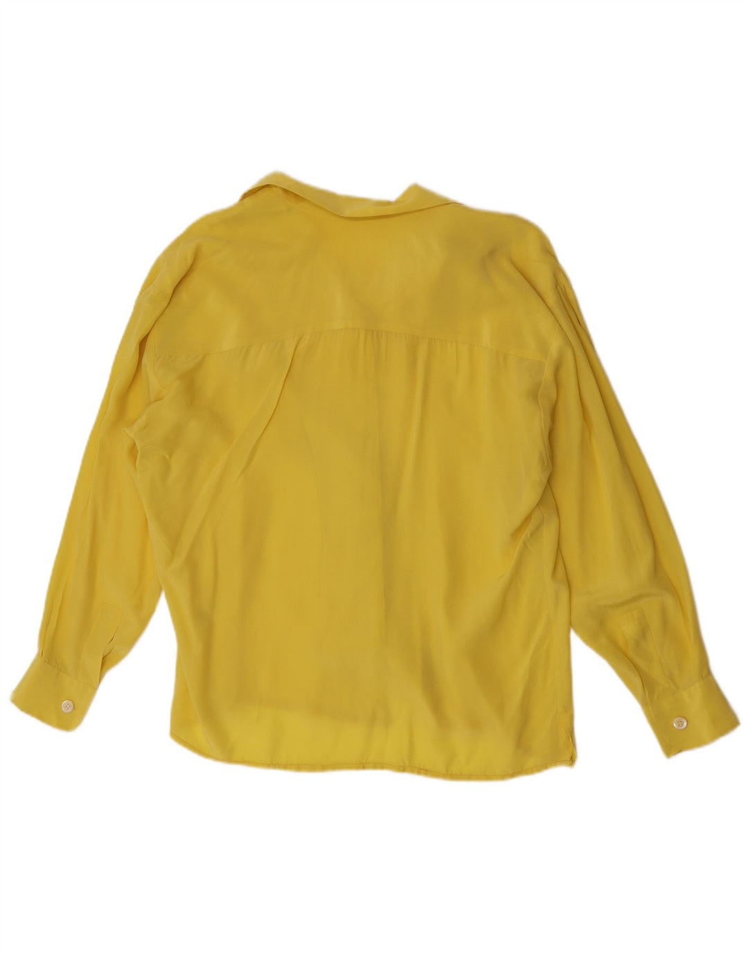 Camicetta camicia vintage da donna UK 16 grande seta gialla