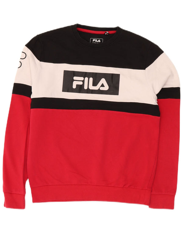 FILA Felpa grafica da uomo Maglione piccolo in cotone color block multicolore