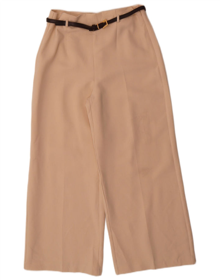 Pantaloni corti da donna Zara a gamba larga piccoli W26 L25 poliestere beige