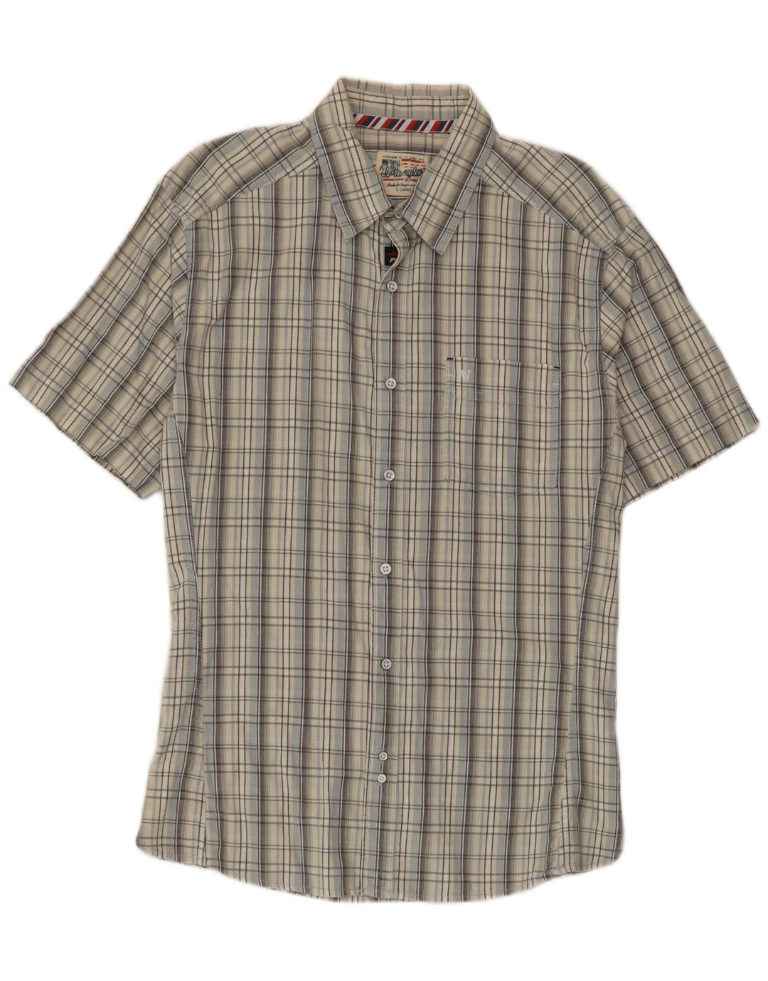 Camicia a maniche corte da uomo Wrangler XL in cotone a quadri grigio