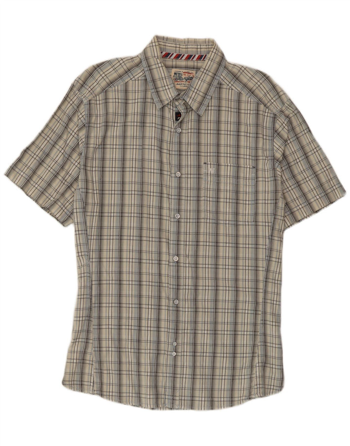 Camicia a maniche corte da uomo Wrangler XL in cotone a quadri grigio
