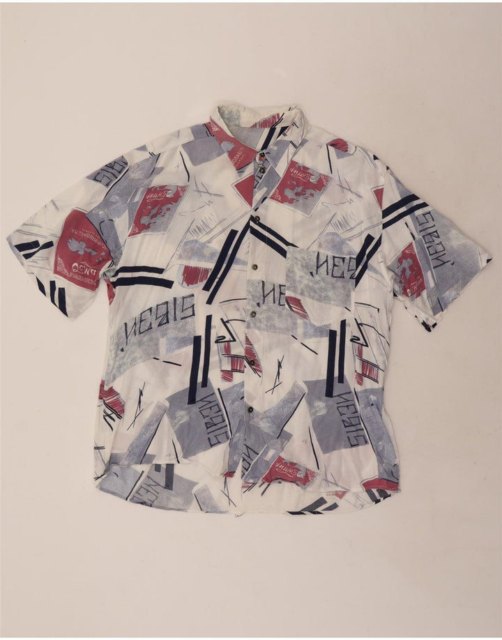 Camicia vintage da uomo a maniche corte XL multicolore geometrica