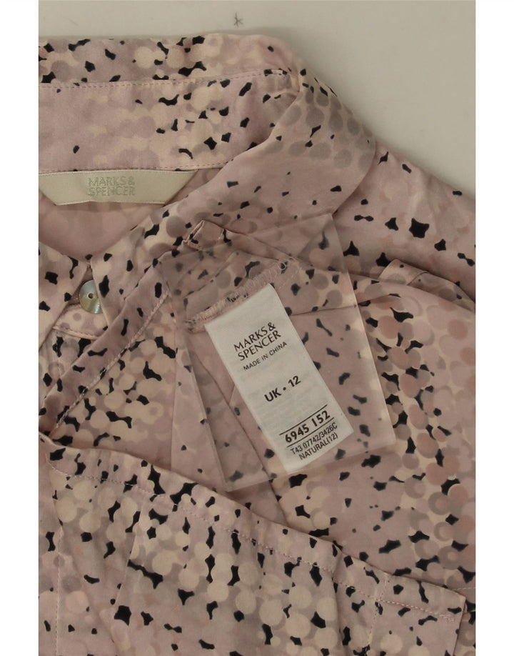 Camicetta camicia da donna Marks & Spencer UK 12 Seta maculata rosa medio
