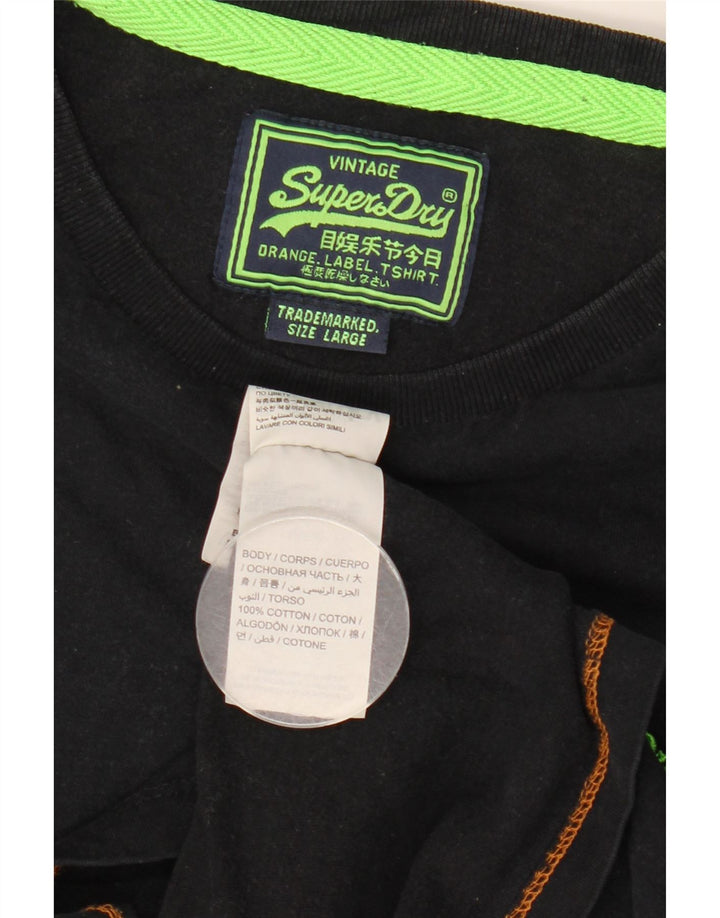 T-shirt da uomo Superdry Top grande in cotone nero