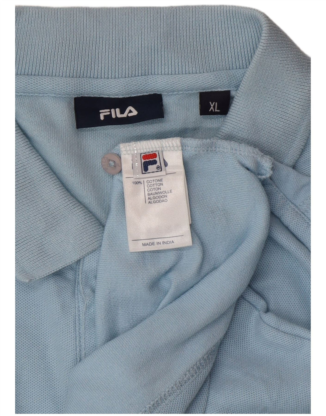 Polo da uomo a maniche lunghe FILA XL in cotone blu